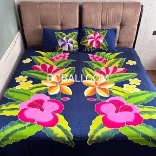 New Design Rayon Bedsheet Hand Painted Floral Design by Balinese Artisans